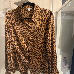 St. John Brown and Black Animal Print Shirt